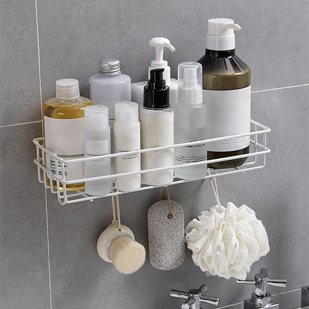 1/2Pcs Plastic Grey Shelf Holder Bathroom Shower Storage Tray Rack Punch-Free UK 