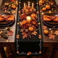 thumbnail image 6 of Qjidjing Halloween Thanksgiving Table Runner, Pumpkin Harvest Runner, Printed Fabric, Seasonal Pattern, Dining Table, Kitchen, Family Dining Area, 6 of 8