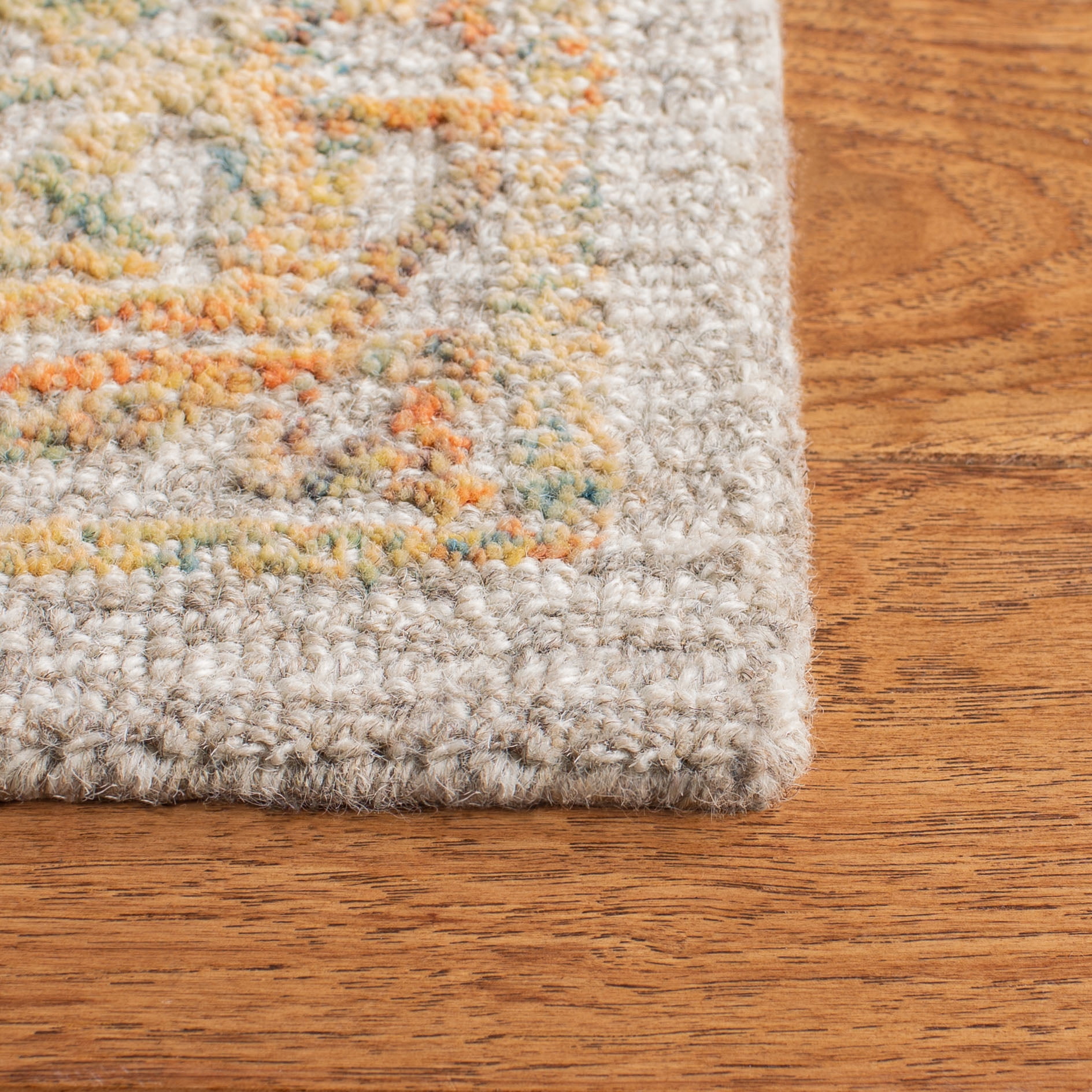 SAFAVIEH Abstract Renae Floral Wool Area Rug, Beige/Gold, 6' x 6' Square