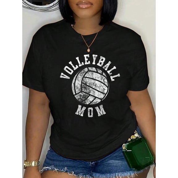 100% Cotton Vintage Volleyball Mom T-Shirt Women's Men's Graphic Tee Casual Tops