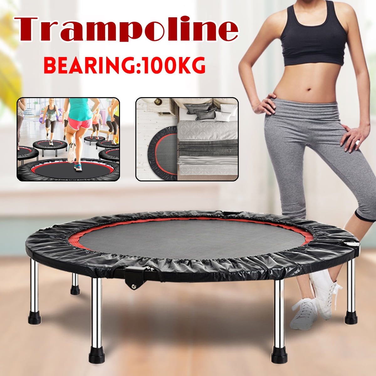 40 Inches Fitness/Yoga Trampoline Home Children's Indoor Bed Children Rub Bed Adult Exercise Weight Loss Small Trampoline