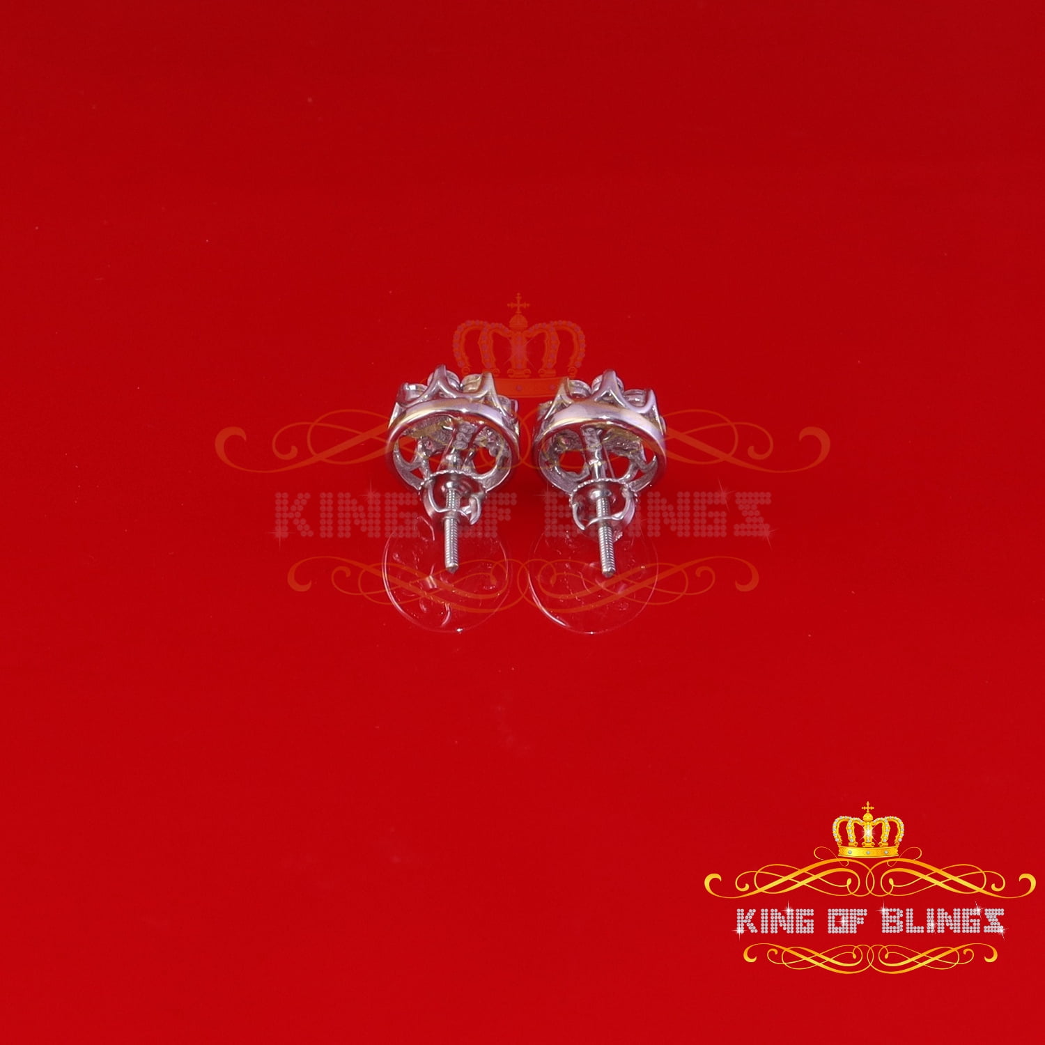 King of Bling's Men's/Womens 925 Silver White 1.00ct VVS 'D' Moissanite Round Stud Earrings