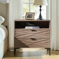 thumbnail image 6 of 2-Drawer Modern End Table with Rear Charging Station V-shaped Design Matal Legs for Living Room Walnut, 6 of 7