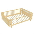 thumbnail image 7 of Full Bed Frames with Rails, Iron Full Montessori Bed with Slats Support, Low to Ground with Removable Bed Rails for Bedroom Living Room, Natural, 7 of 7