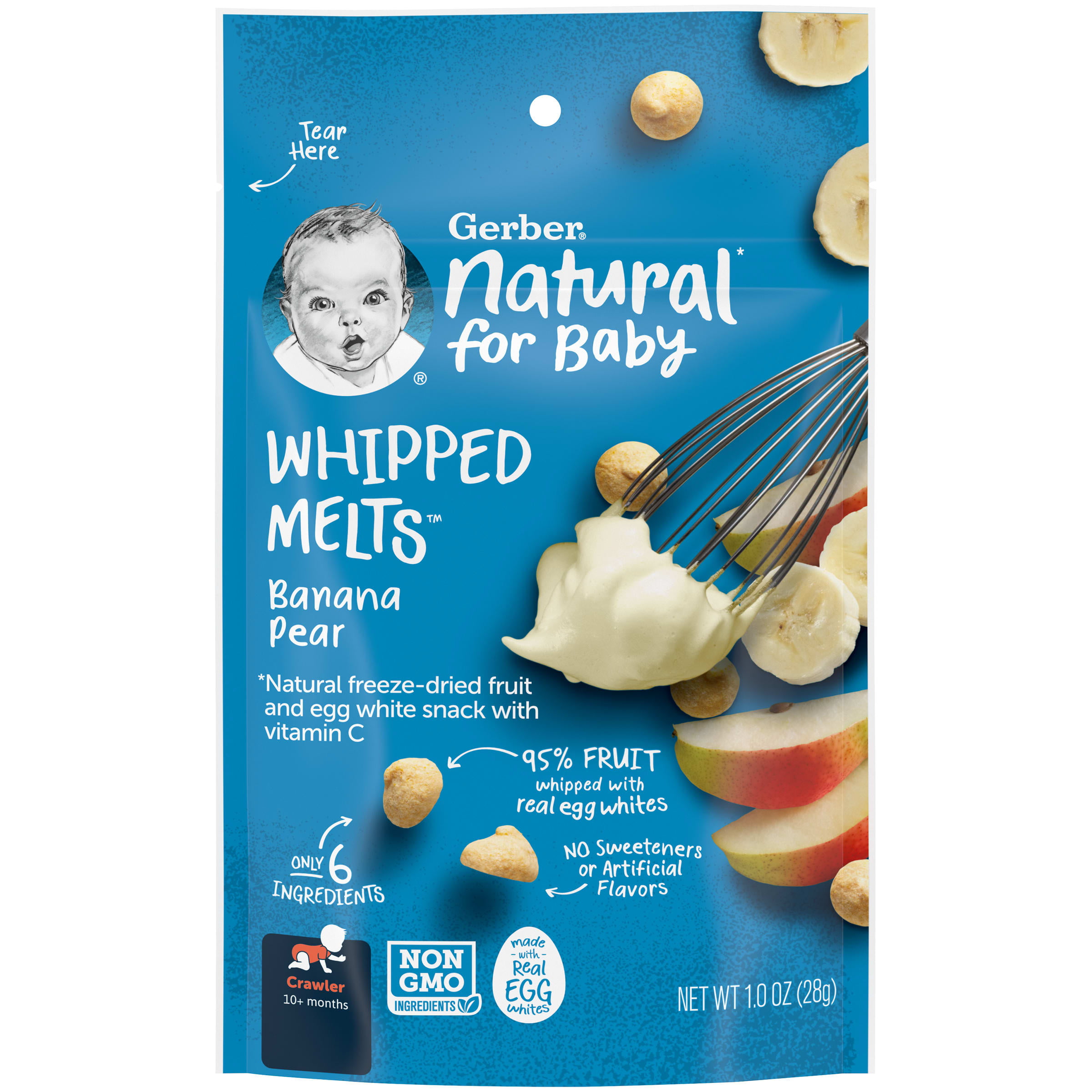 Gerber Whipped Melts Natural Stage 3 Baby Snacks Banana Pear, 0.85 oz, Bag