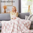 thumbnail image 2 of Amberspace Checkered Knit Throw,Pink,50"*70", 2 of 8