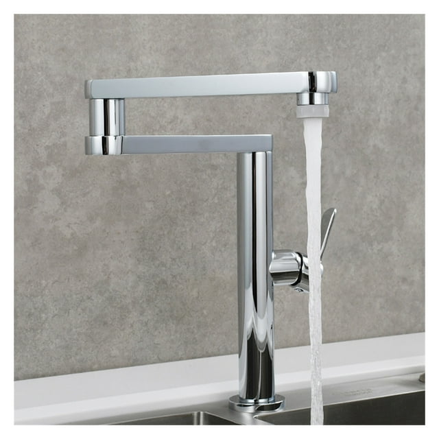 Brass Folding Kitchen Faucet Double Joint Swing Arms Hot Cold Water Three Section Extension Sink Faucet Dual Functions Tap ,bar Laundry RV Farmhouse