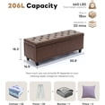 thumbnail image 2 of Tbfit Long Ottoman with Storage, 50.8" Faux Leather End of Bed Bench with Safety Hinge&Rivets, Entryway Benches Large Storage Ottoman Bench for Bedroom, Living Room, Holds up to 660 lb(Brown), 2 of 18