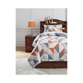 thumbnail image 3 of Signature Design by Ashley Couverture Simple Réversible de Conception Géométrique Contemporaine avec un Ensemble de Coussin, Gris Blanc, Orange, 3 of 3