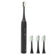 thumbnail image 2 of Cepillo de dientes eléctrico para adultos, resistente al agua IPX7, 4 velocidades, vibración, 4 cabezales, color negro, 2 of 14
