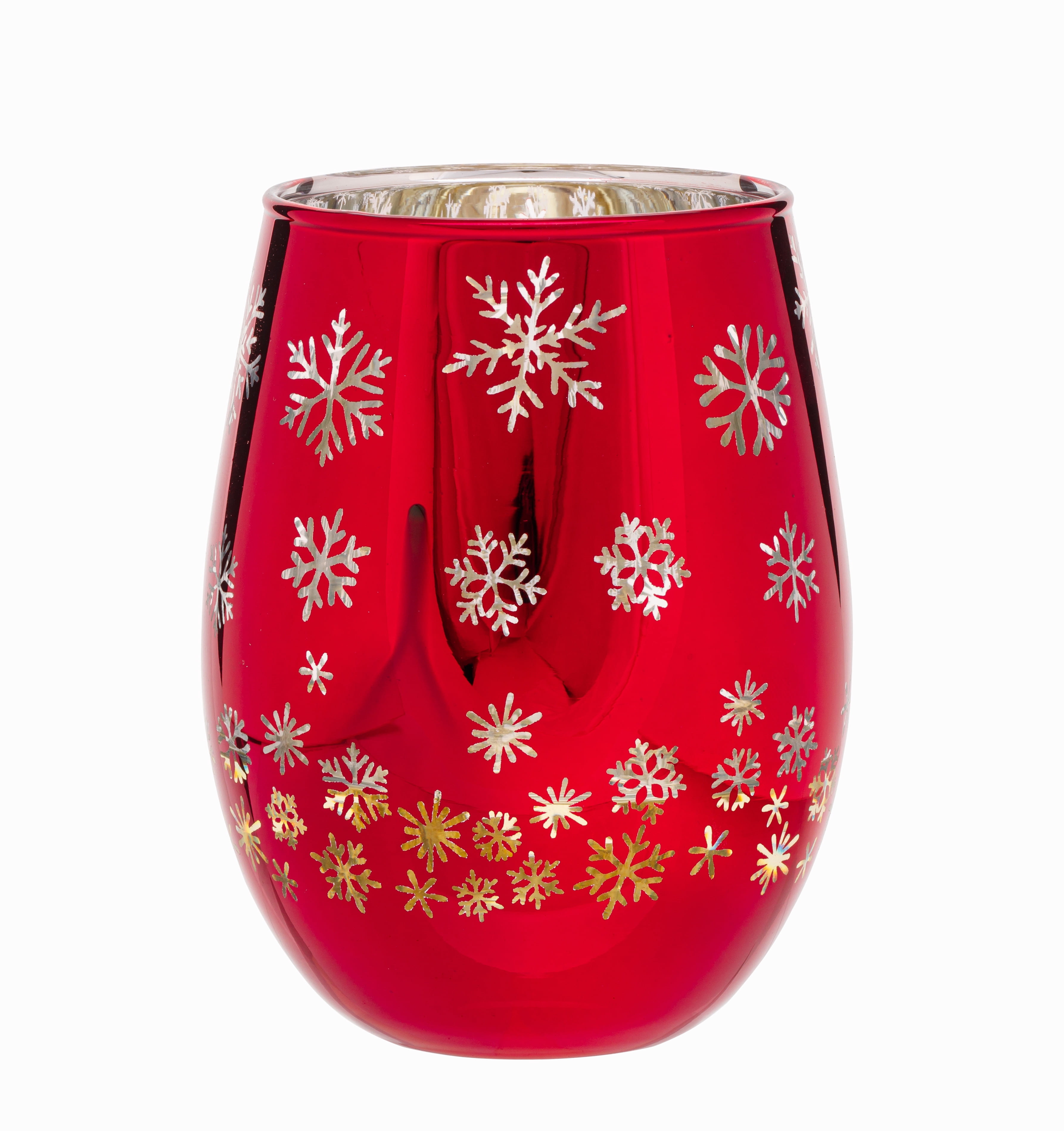 Stemless Snowflake Wine Glass 17.5 OZ Holiday Time