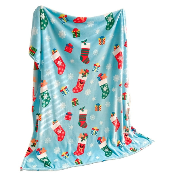 Manta de franela de 99 cm de largo y 70 cm de ancho con diseño navideño, ideal para la siesta infantil, gruesa y de lana.