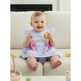 thumbnail image 4 of BemeyourBBs Newborn Baby Girls Easter Outfits Easter Bunny Romper Dress Rabbit Embroidered Plaid Bows Smocked Flying Sleeve Newborn Bodysuit Spring Summer Clothes, 4 of 9