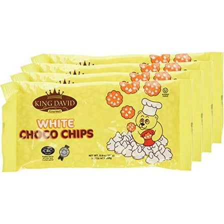 King David Kosher Vegan Lactose Free White Chocolate Chips 8.8oz (4 Packs)