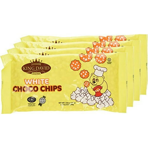 King David Kosher Vegan Lactose Free White Chocolate Chips 8.8oz (4 Packs)