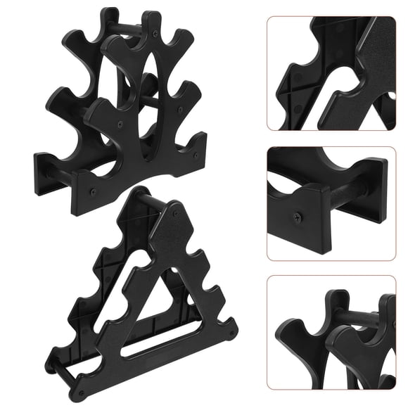 SEWACC 2Pcs Gym Storage Organizer Black Rack for Weights Multi-layer for Home Use