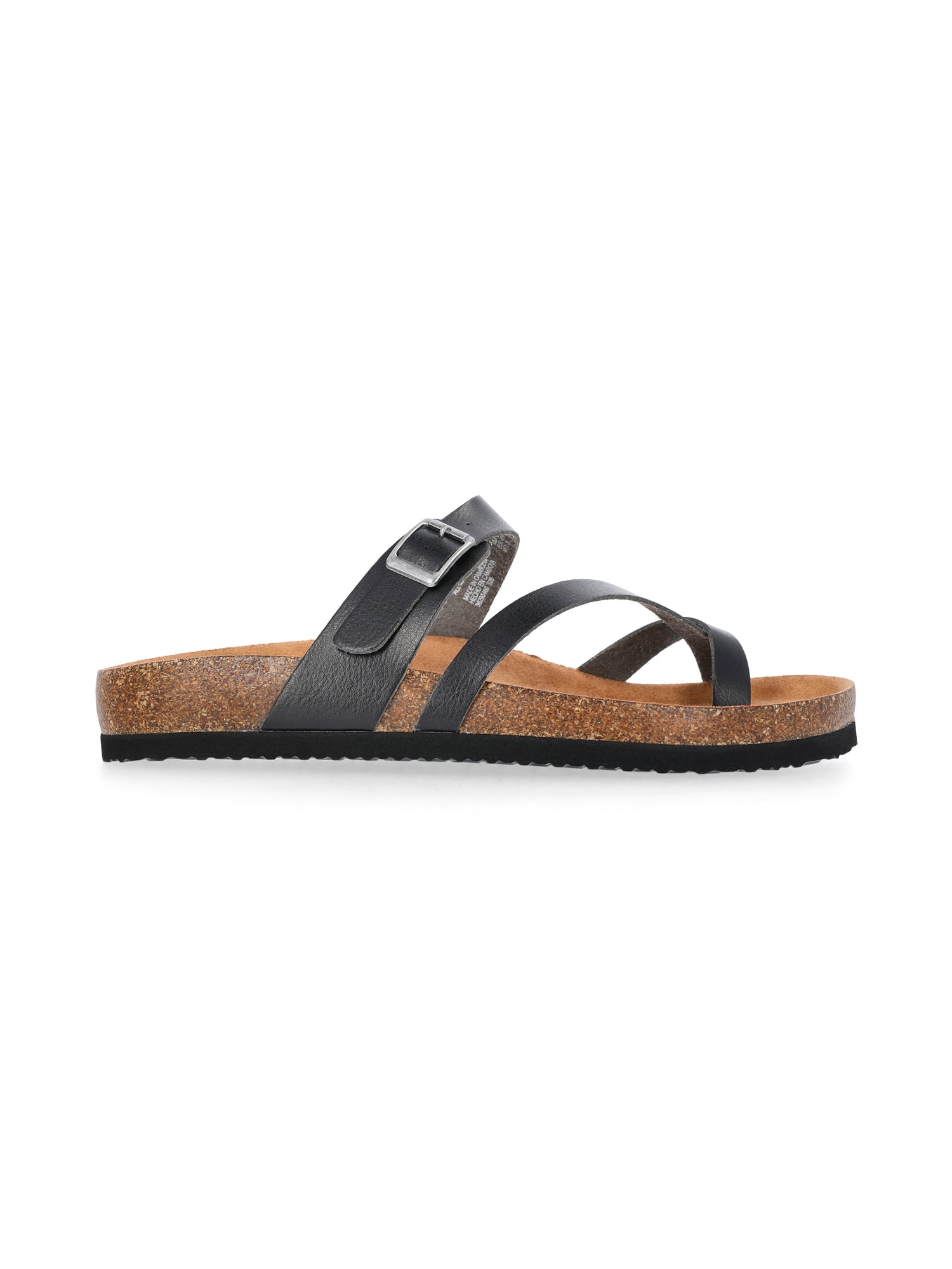 Time and Tru Women's Asymmetric Strap Footbed Sandals, Wide Width Available