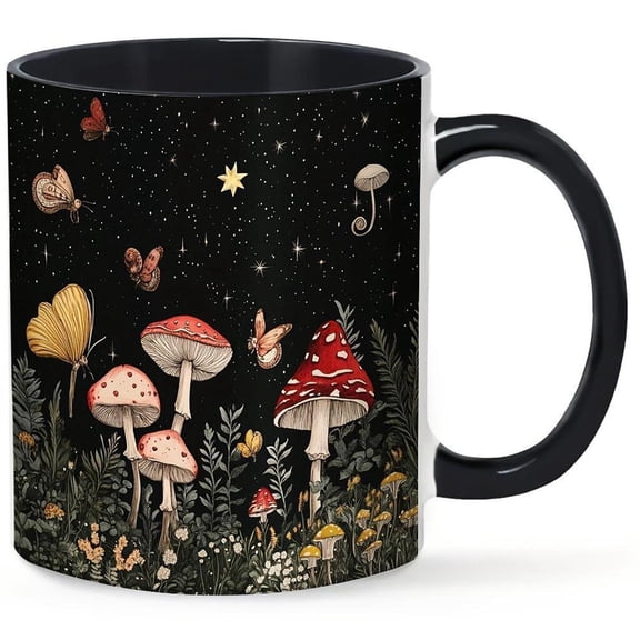 1pc 11Oz Ceramic Coffee Mug Charming Forest Mushroom Design Fits 11 Ounces Christmas Easter Valentine S Day Office And Birthday Gifts