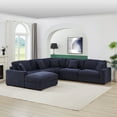 thumbnail image 2 of Alexent Oversized Modular Upholstered Sectional Sofa with Ottoman, 5-Seater, Blue, 2 of 6