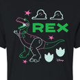 thumbnail image 3 of Toy Story - Neon Rex - Juniors Cropped Cotton Blend T-Shirt, 3 of 5