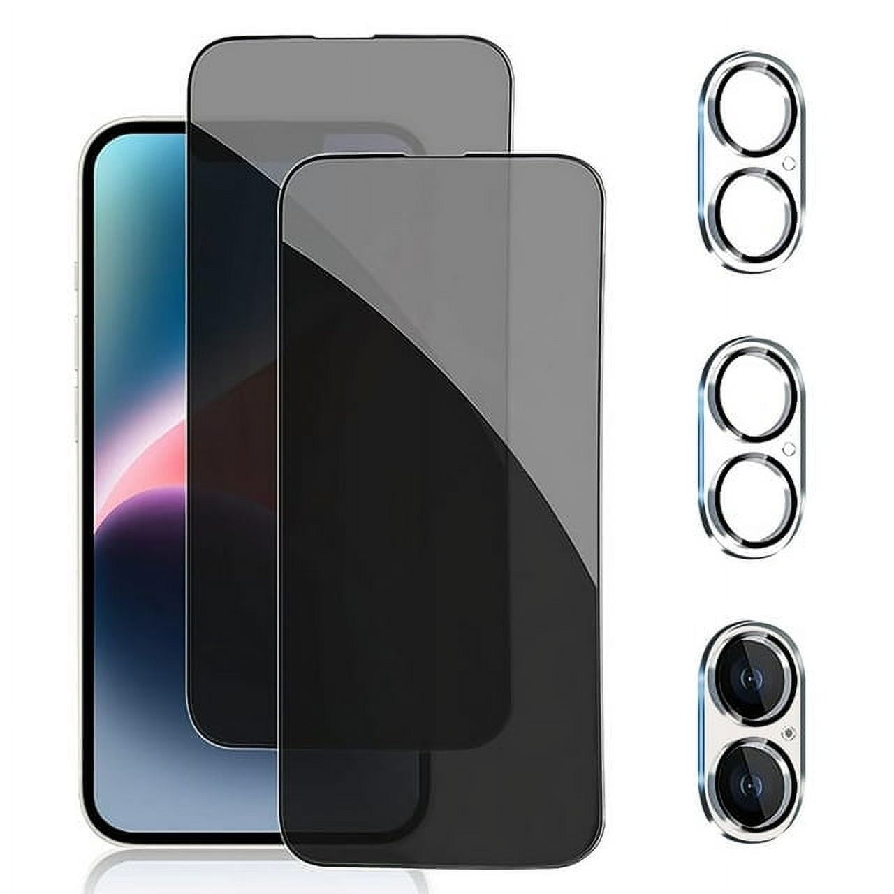 (2+2 Pack) Privacy Screen Protector for iPhone 16 , 9H Dark Tempered Glass Screen Film Guard for iPhone 16 , Case Friendly, Bubble-Free