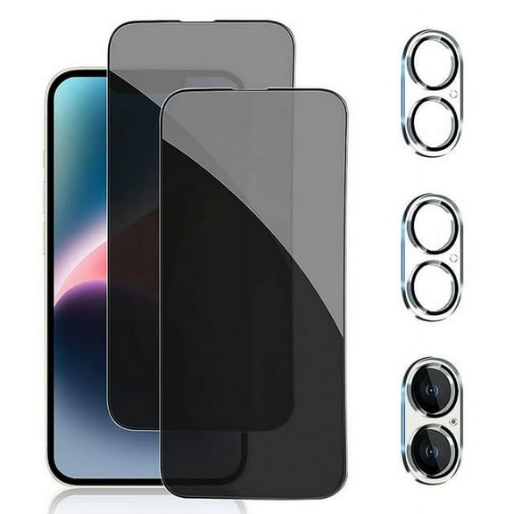 (2 2 Pack) Privacy Screen Protector for iPhone 16 , 9H Dark Tempered Glass Screen Film Guard for iPhone 16 , Case Friendly, Bubble-Free