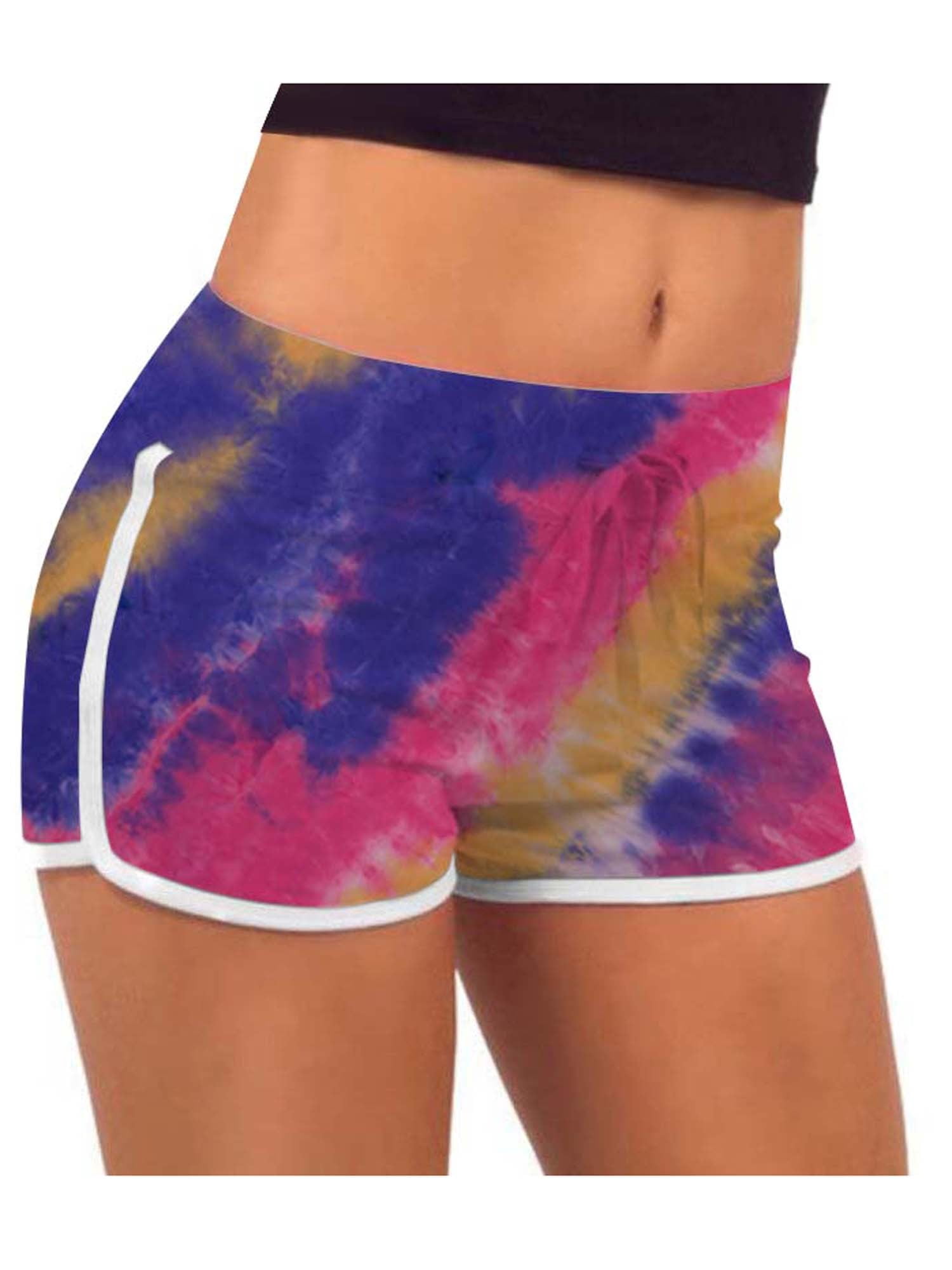 Women Tie Dye Sports Shorts Casual Gym 