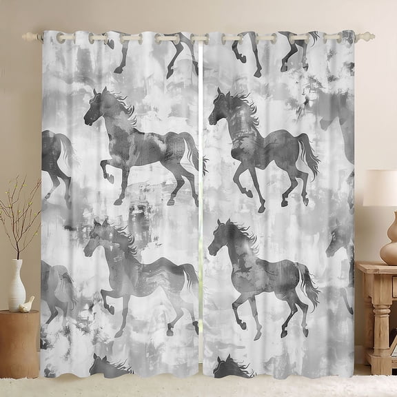 Castle Fairy Farm Horse Black Out Curtains,Farmhouse Curtains Pack of 2 (42x63 Each)