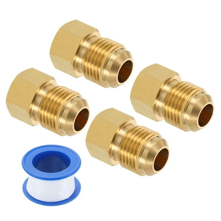 4Pack 3/8" Tube OD Brass Flare Plugs, 5/8"-18 UNF Male Thread SAE Pipe Fitting