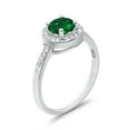 thumbnail image 3 of Halo Art Deco Wedding Engagement Ring Round Simulated Green Emerald Cubic Zirconia 925 Sterling Silver size 12, 3 of 7