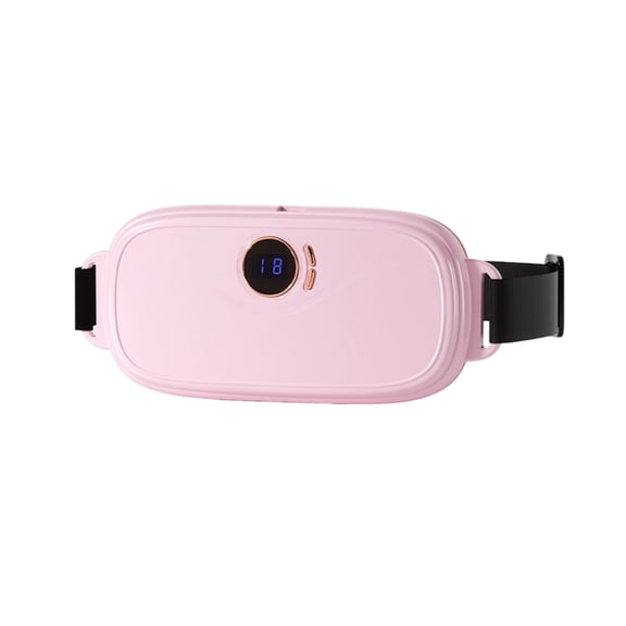 Portable Heating & Massage Waist Belt - Rechargeable Cordless Period Cramp Relief with Adjustable Heat & Vibration, Pink