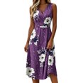 thumbnail image 2 of QUNYINEY Long Womens Dresses Casual Summer Floral A Line Sleeveless Sundress V Neck Vacation Loose Fit Dresses, 2 of 5