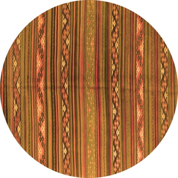 Ahgly Company Indoor Round Southwestern Orange Country Area Rugs, 8' Round