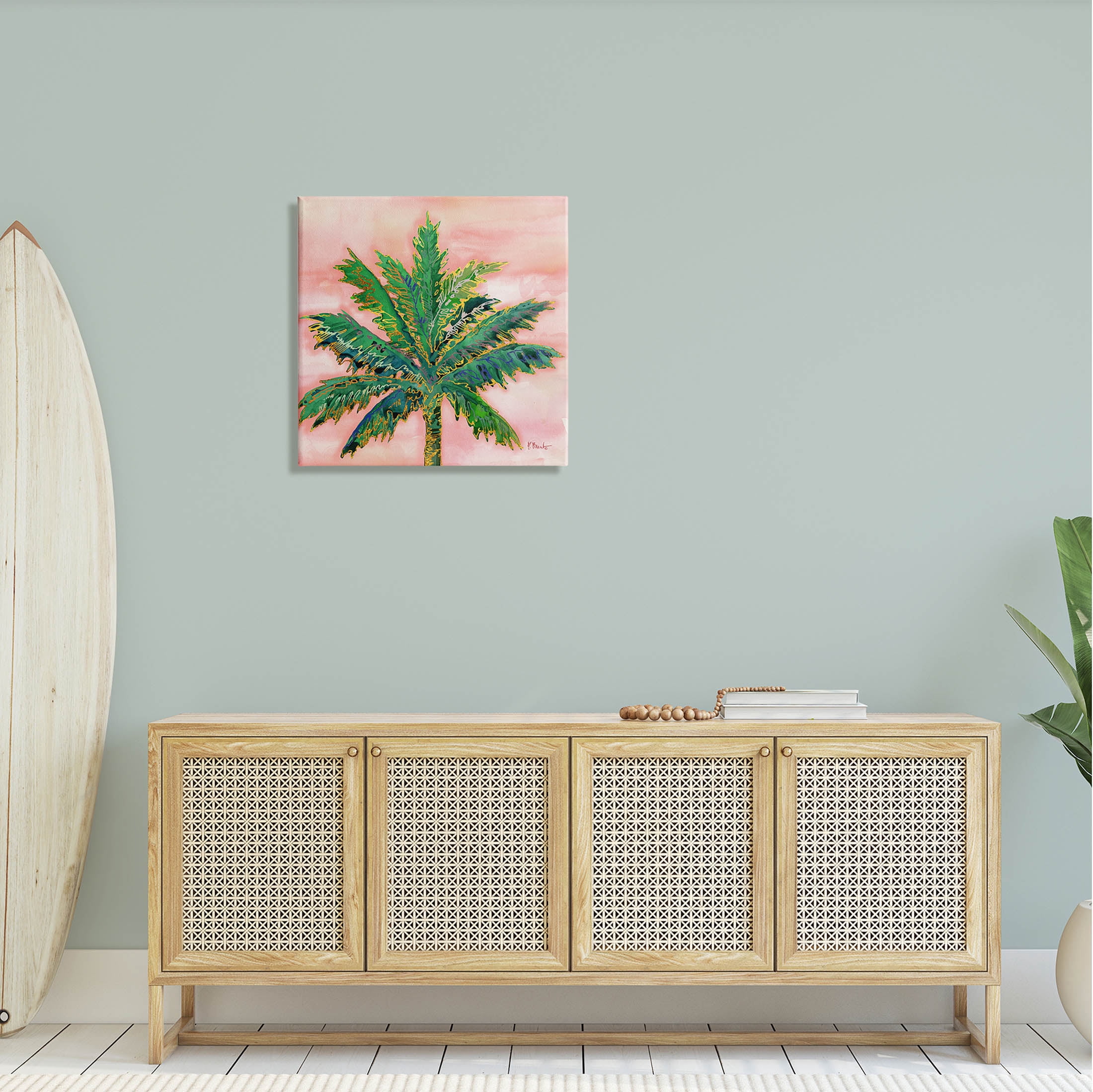 Modern Glam Outline Palm Tree Botanical & Floral Graphic Art Gallery Wrapped Canvas Print Wall Art