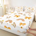 thumbnail image 3 of Manfei Orange Coquette Bowknot Fitted Sheet Queen,Bohemian Rainbow Bedding,3pcs,1 Fitted Sheet and 2 Pillowcases, 3 of 6