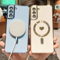 thumbnail image 5 of Samsung Galaxy S21 Plus 5g Magnetic Phone Case [Compatible with MagSafe] Luxury Plating Cute Love Heart Pattern Soft Silicone Protective Shockproof Cover for Galaxy S21+ 6.7” (Blue), 5 of 6