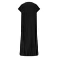 thumbnail image 5 of ZQUUVOU Women's Plus-Size Casual Dress Short-Sleeved Mid-Length Pleated High-Waisted Solid Color Dress Black, 5 of 6