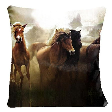 Lama Kasso 340S Stampeding Horses 18 in. Square Micro-Suede Pillow