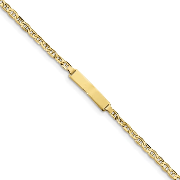 10K Yellow Gold Semi-solid Anchor Link ID Bracelet