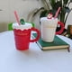thumbnail image 2 of Taza de cerámica con forma de árbol de Navidad de 14 oz: con tapa y pajita, color rojo festivo, para café, té o chocolate caliente, para adultos y niños (rojo), 2 of 5