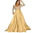thumbnail image 1 of Yuyuzo Robes Maxi Formelles pour Femmes à Paillettes à Manches Longues à Col en V en Satin Fluides Robe de Soirée Cocktail Longueur au Sol, 1 of 5