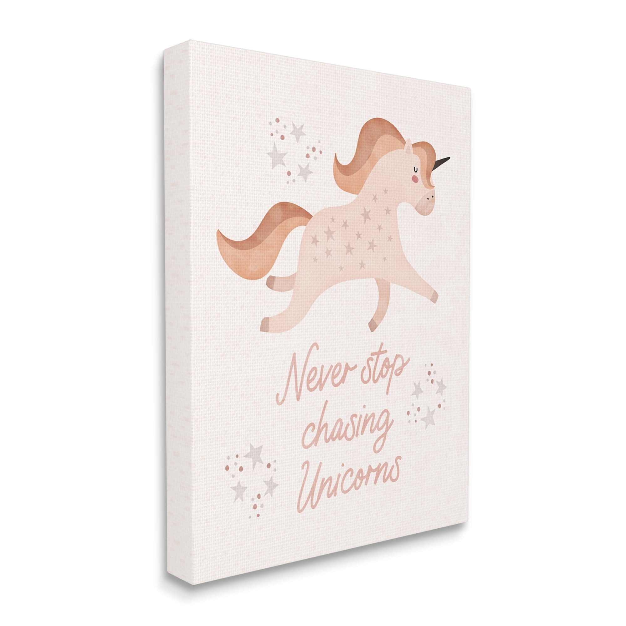 Stupell Never Stop Chasing Unicorns Phrase Fairy Tales & Fantasy Painting Gallery Wrapped Canvas Print Wall Art