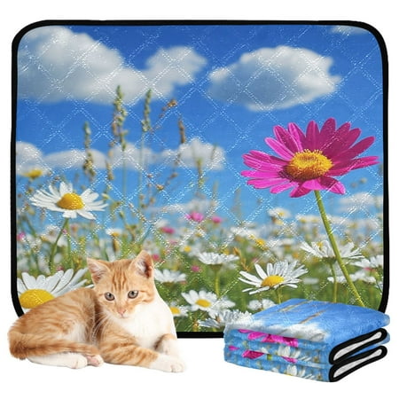 Washable Pet Pee Pads with Super Absorbent Reusable Training Pads for Dogs & Cats Colorful Field Of Wildflowers