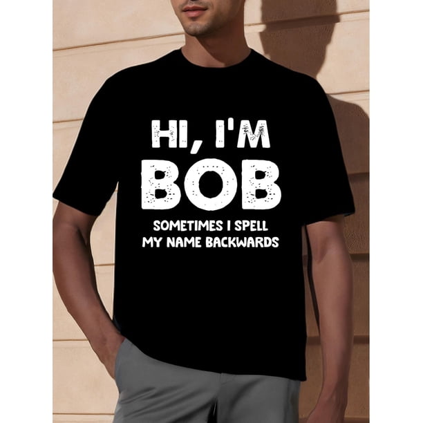 Camiseta de cuello redondo de Bob: manga corta, versátil, informal, ideal para el verano, corte holgado, cuello redondo, diseño estampado, prenda esencial de moda masculina.