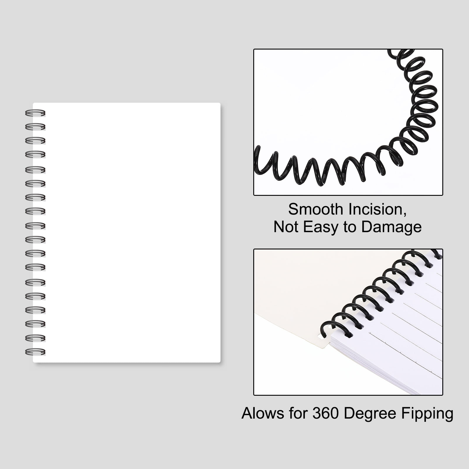 Uxcell 8mm(5/16") Plastic Spiral Binding Coils, 100 Pcs Binding Spirals 40 Sheet Capacity, Black