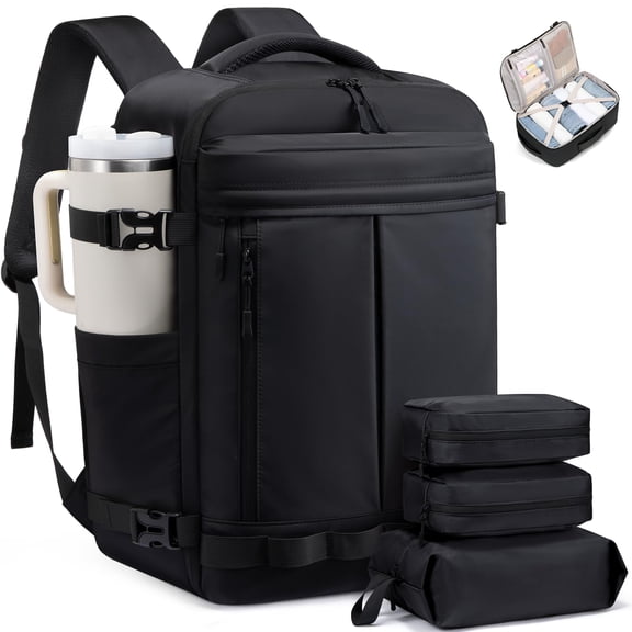 LOVEVOOK Travel Backpack for Women Men, Airline Approved Carry On Luggage with 3 Cubes Accessories, TSA Personal Item Travel Cruise Essentials, Waterproof Weekender Overnight Bags fits 17" Laptop