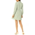 thumbnail image 3 of Vestido de camisa mini floral de manga larga con cuello de solapa y botones para mujer Inspire Chic, verde claro, XL, 3 of 6
