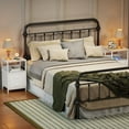 thumbnail image 3 of Nightstand with Charging Station, Black Night Stand with 2 Fabric Drawers, Side Table with USB Ports, End Table with Storage Shelf, for Living Room/Bedroom, 3 of 9