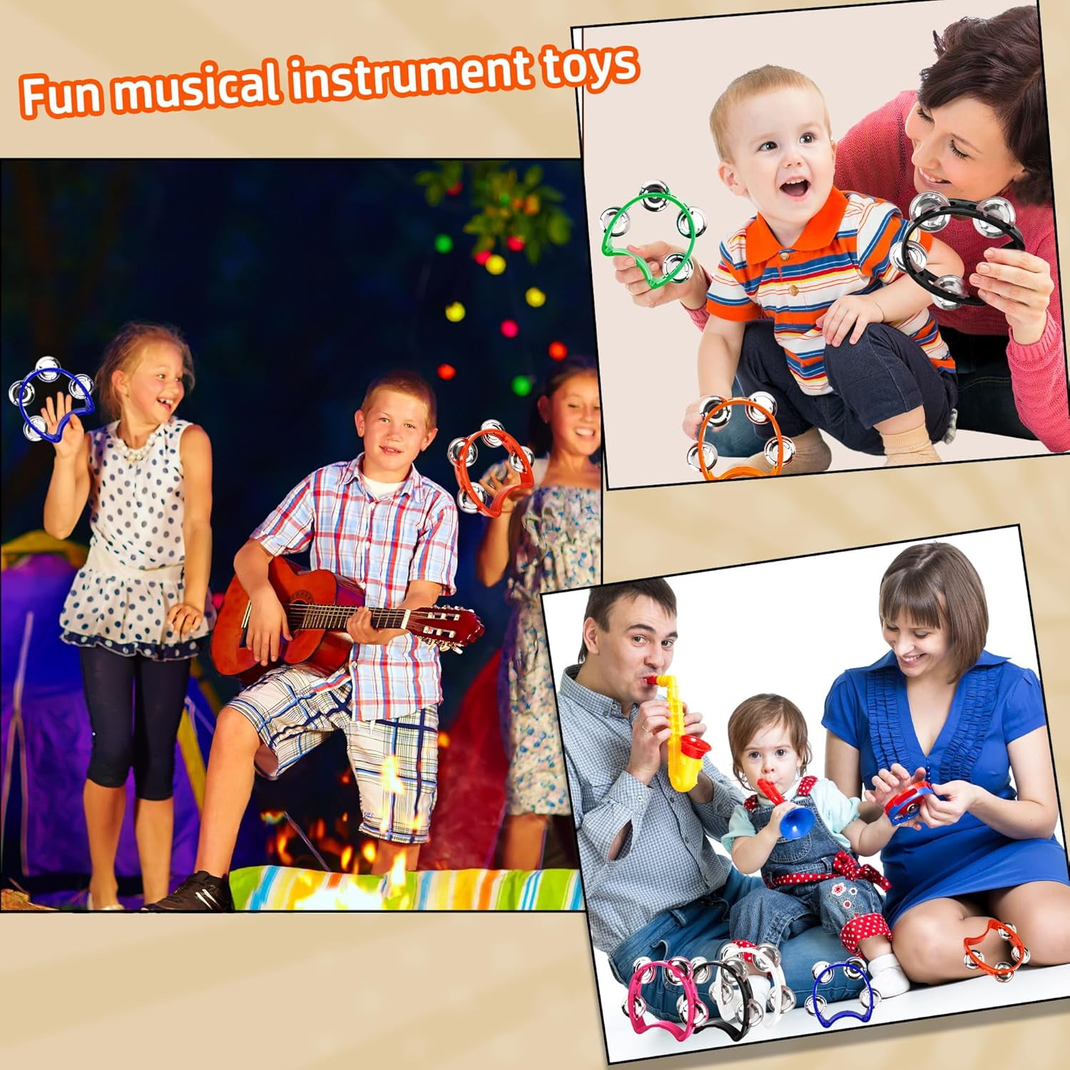8-Piece Mini Tambourine Set – Colorful Plastic Handheld Tambourines with 4 Jingle Bells Each, Fun Percussion for Kids & Adults in Party, School, and Performance (8 Colors)-dh