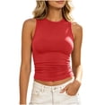 thumbnail image 5 of MAFYTYTPR Women's High Neck Ruched Sides Ribbed Tank Tops Solid Color Spring Summer Casual Tops for Everyday Wear S-XXL, 5 of 7